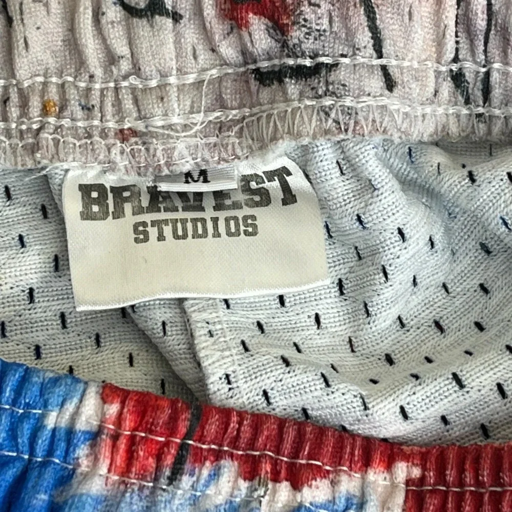 Bravest Studios Basquiat Skull Mesh Basketball Shorts Men's Medium Multicolor